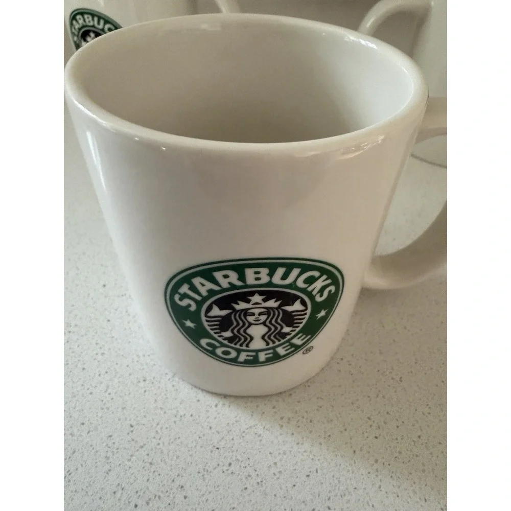 2004 Starbucks Coffee Mug Mermaid Green White Black Logo Coffee 10oz - Set Of 3